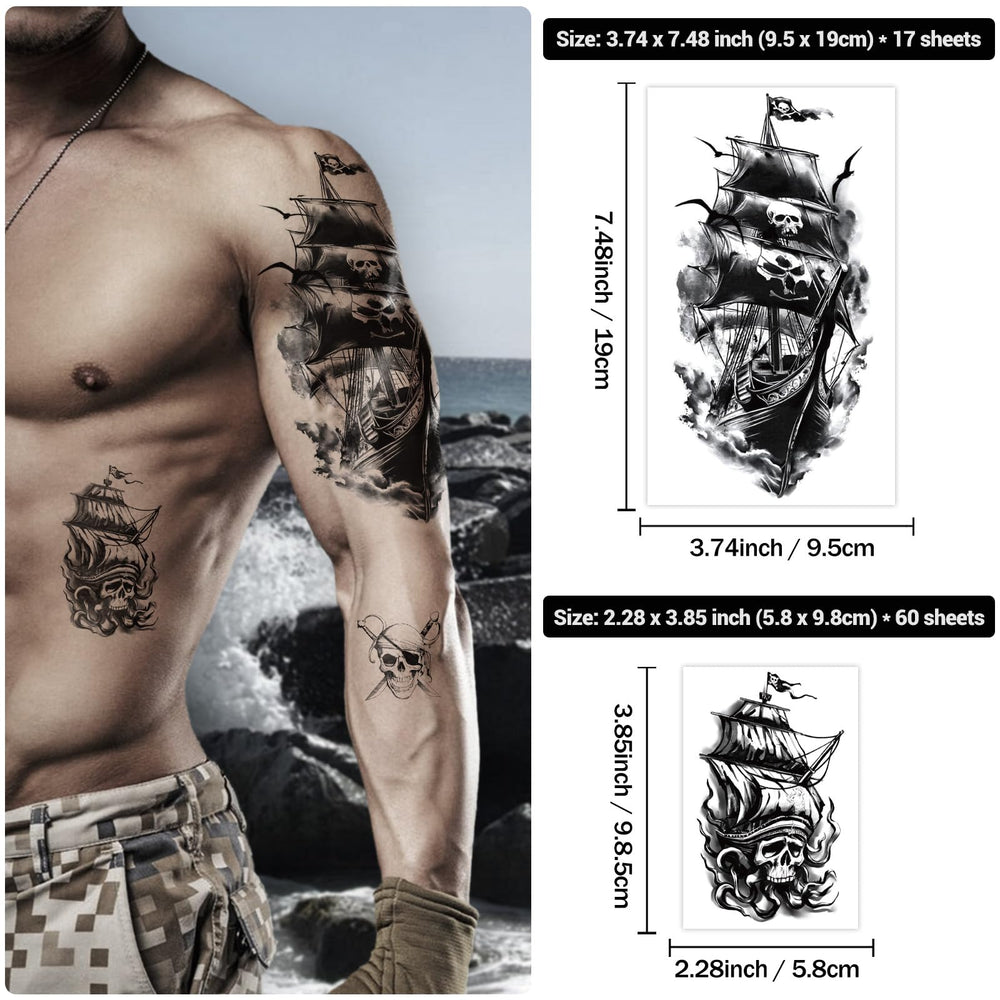 Tatouage Yazhiji boussole pirate: accessoire chic pour costume et look maritime.