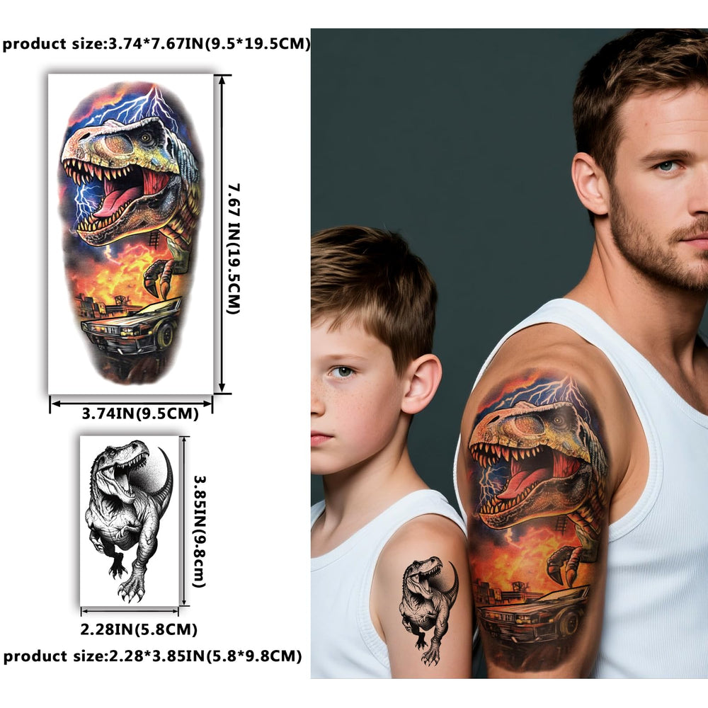 Tatouage Yazhiji triceratops, couleurs vives pour les jeux imaginatifs.