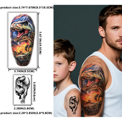Tatouage Yazhiji triceratops, couleurs vives pour les jeux imaginatifs.