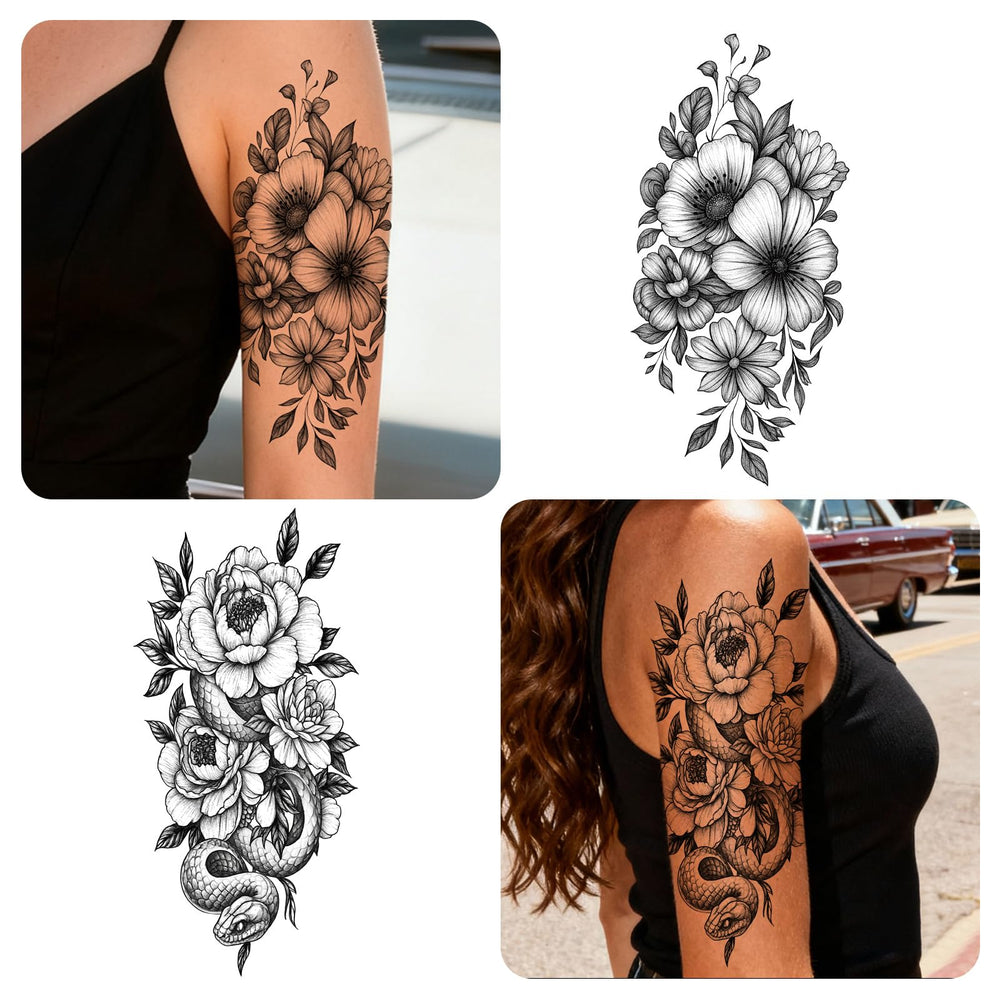 Tatouages Yazhiji fleurs sur la clavicule, touche sophistiquée et sûre.