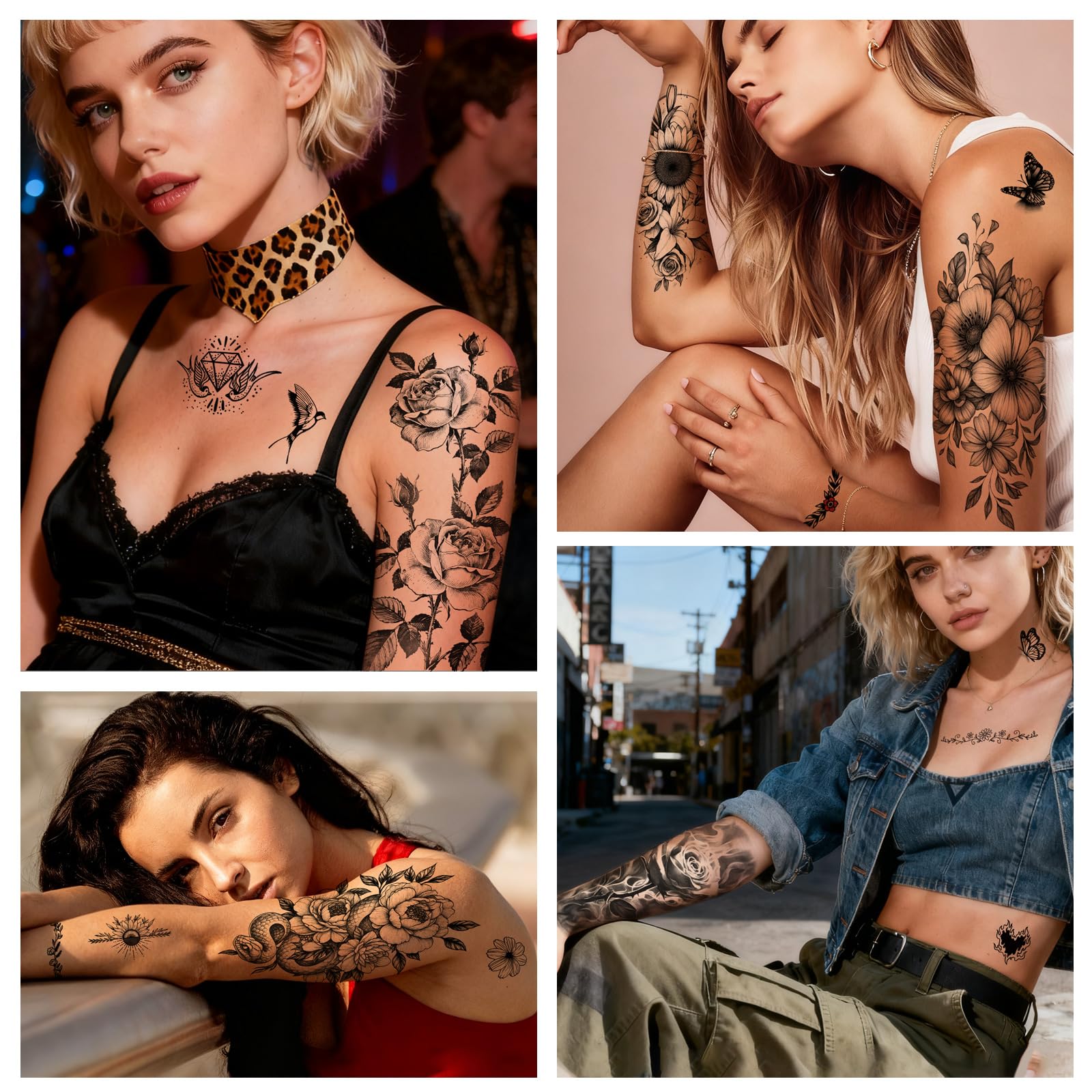 Tatouages Yazhiji fleurs sur le dos de la main, détails réalistes et durables.