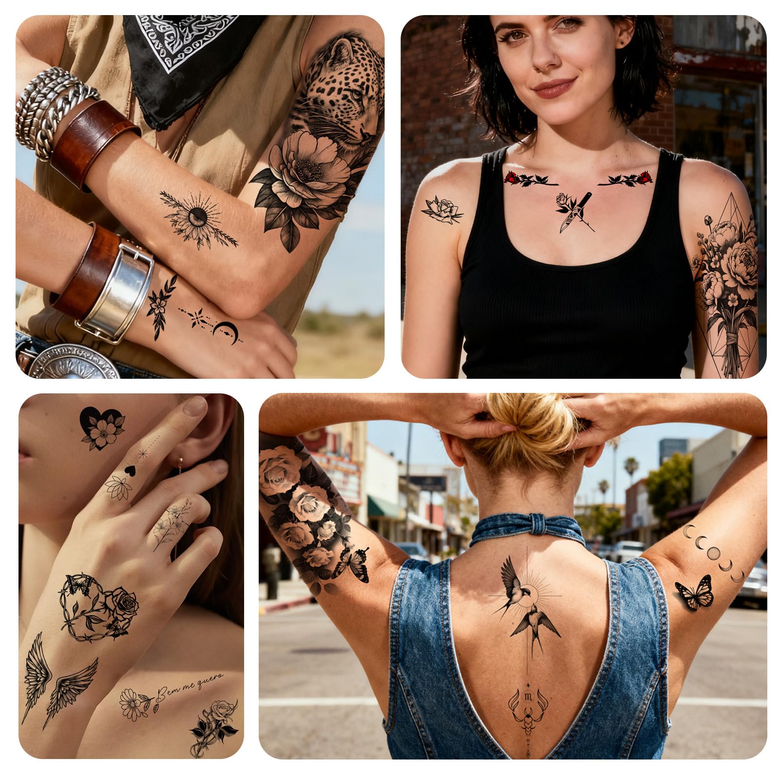Tatouages Yazhiji fleurs sur le poignet, look léger et rapide.