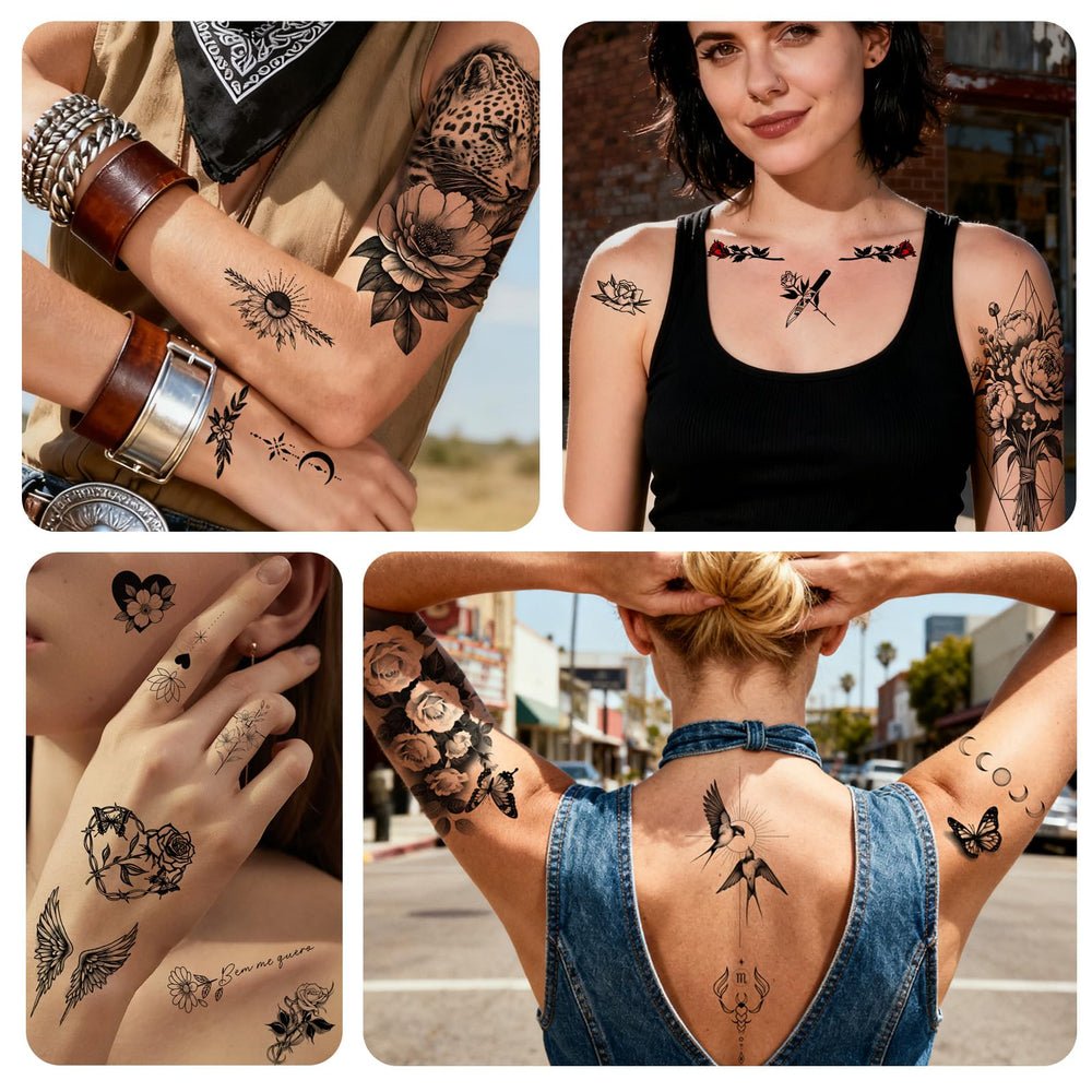 Tatouages Yazhiji fleurs sur le poignet, look léger et rapide.