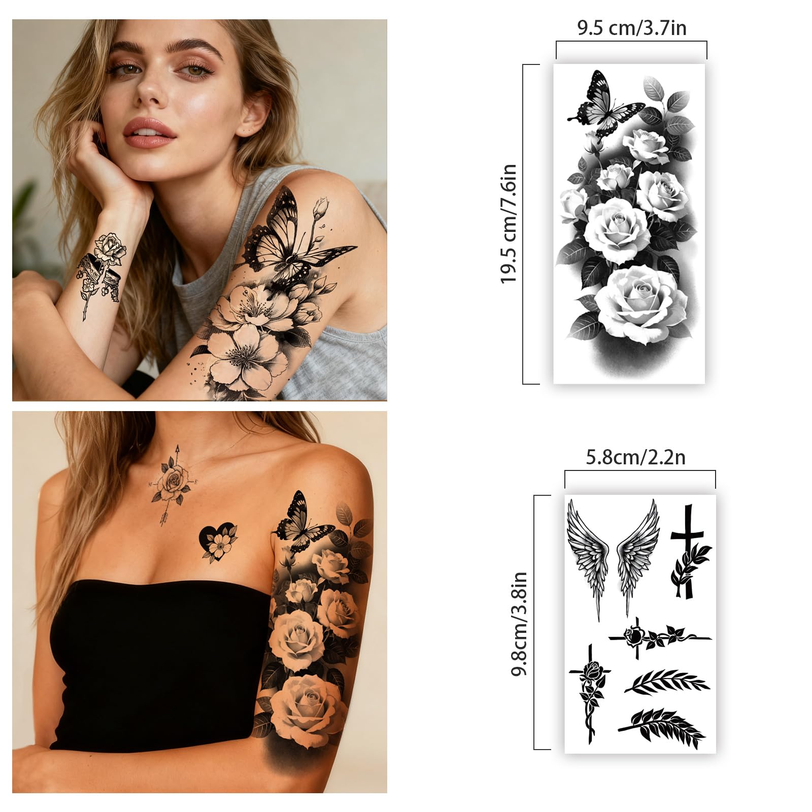 Tatouages Yazhiji fleurs sur la poitrine, allure festive et glamour.