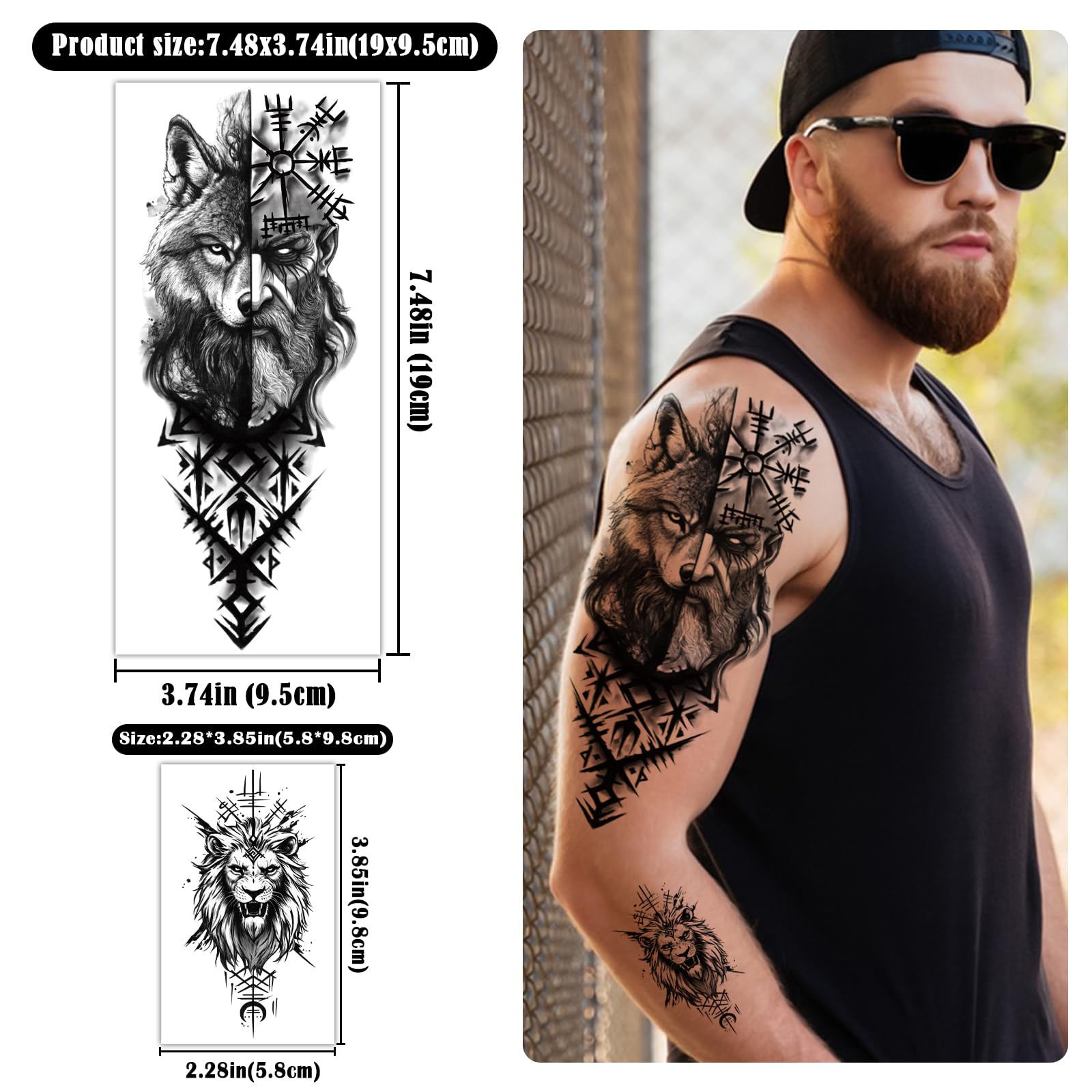 Tatouage Yazhiji Valknut – symbole nordique, idéal pour concerts et festivals.