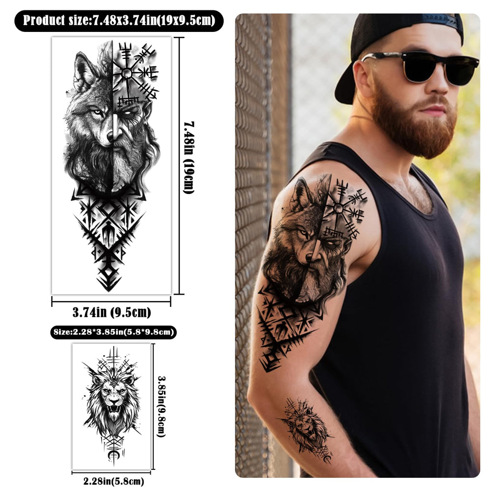 Tatouage Yazhiji Valknut – symbole nordique, idéal pour concerts et festivals.