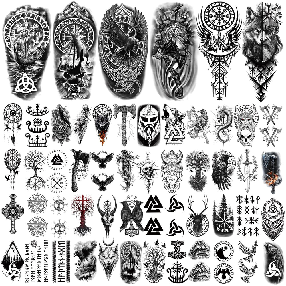 Tatouage Yazhiji Yggdrasil – arbre de vie, style nordique éphémère pour soirée.