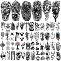 Tatouage Yazhiji Yggdrasil – arbre de vie, style nordique éphémère pour soirée.