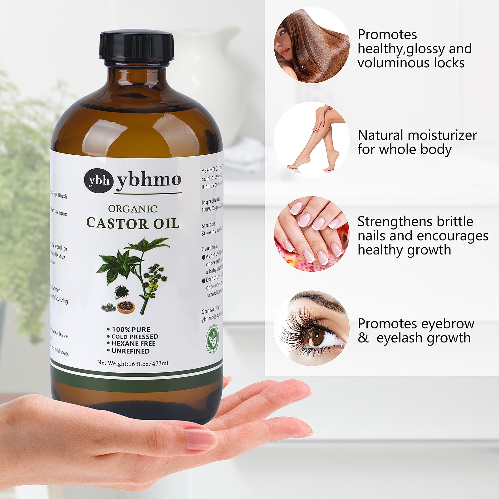 YBHMO pack soin abdomen avec huile de ricin pour chaleur et confort.