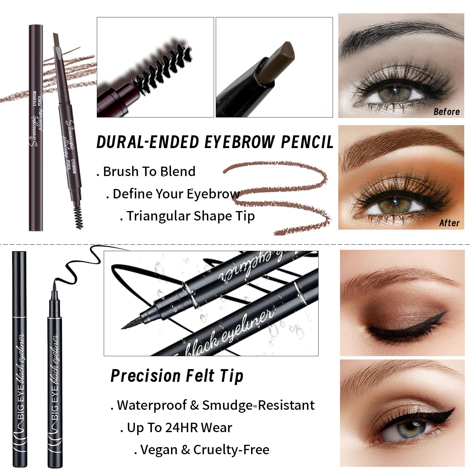 Crayon sourcils double-face YBUETE pour des sourcils définis et naturels.