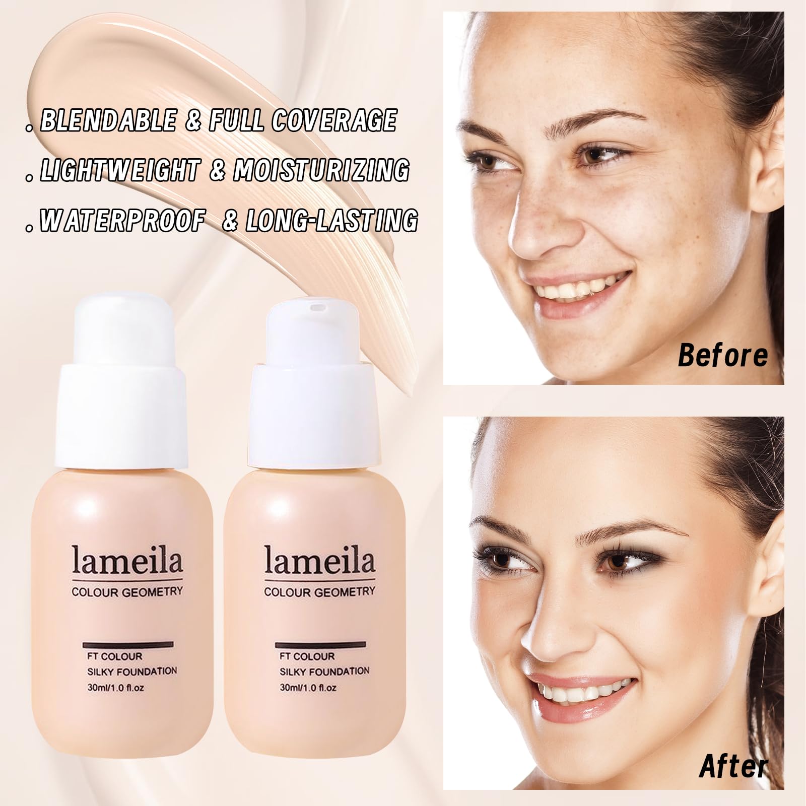Fond de teint liquide YBUETE pour une couverture homogène toute la journée.