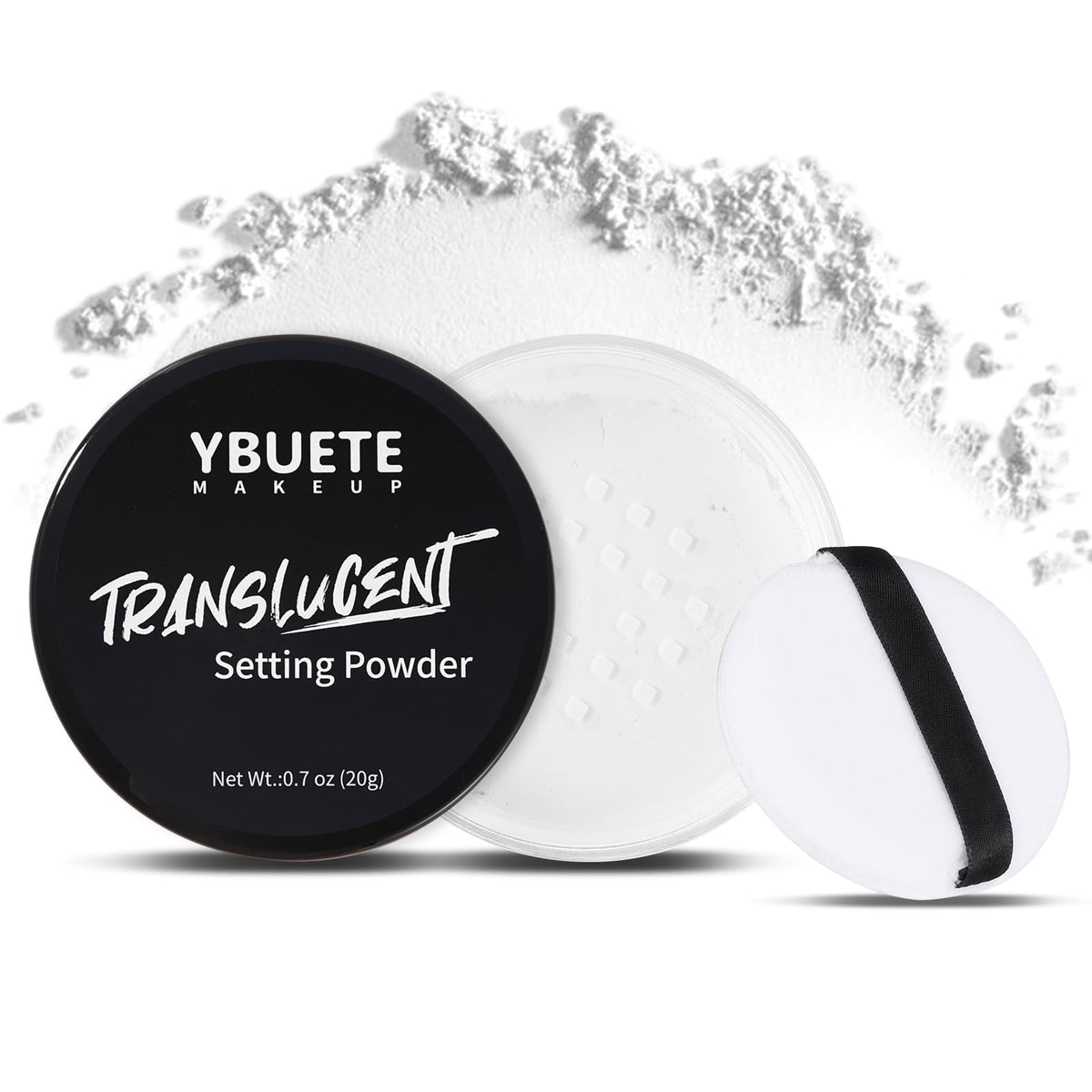 Poudre libre translucide YBUETE – texture légère qui matifie et respire.