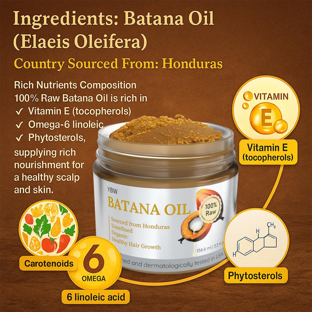 YBW Batana Oil, massage du cuir chevelu, nutriment nourrissant.