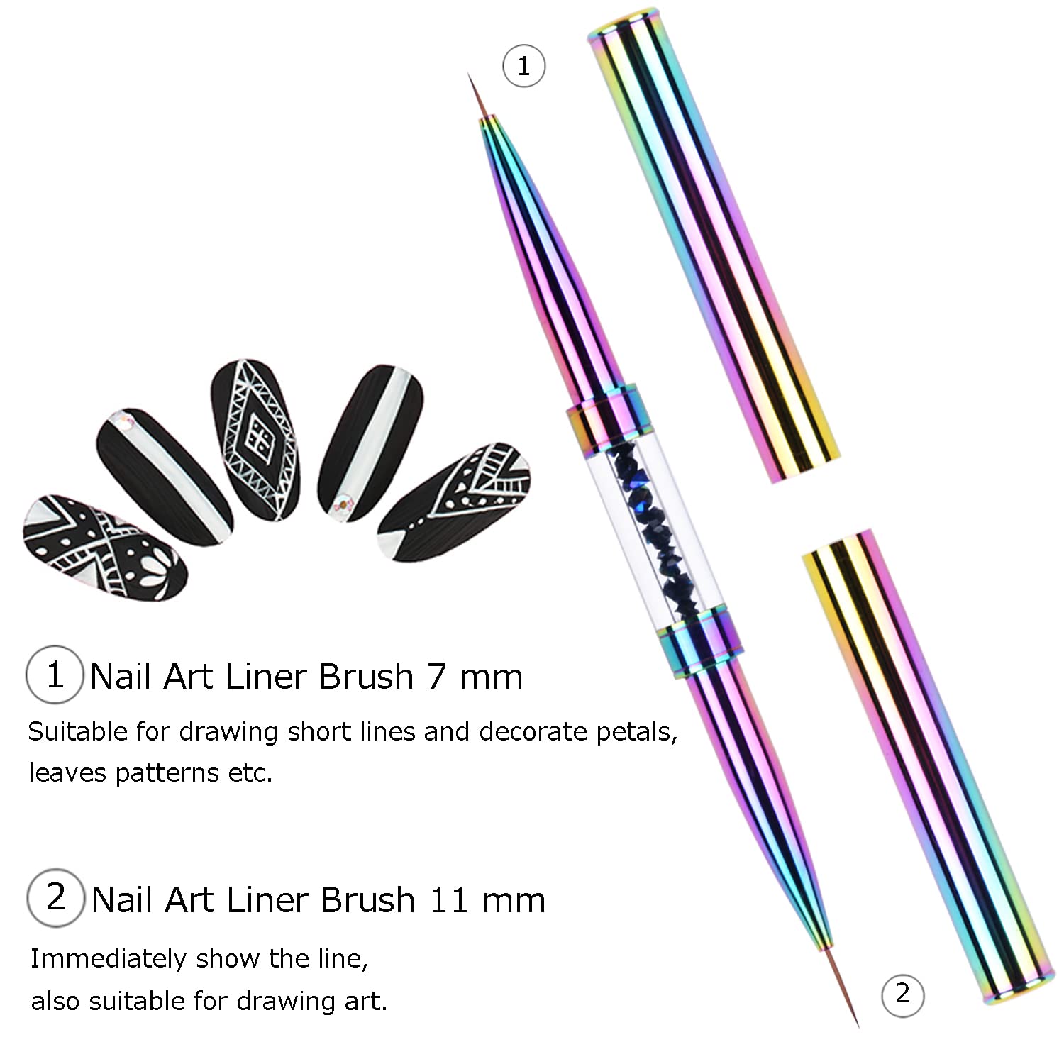 Pinceau Ycyan liner 7 mm pour traits fins sur ongles.