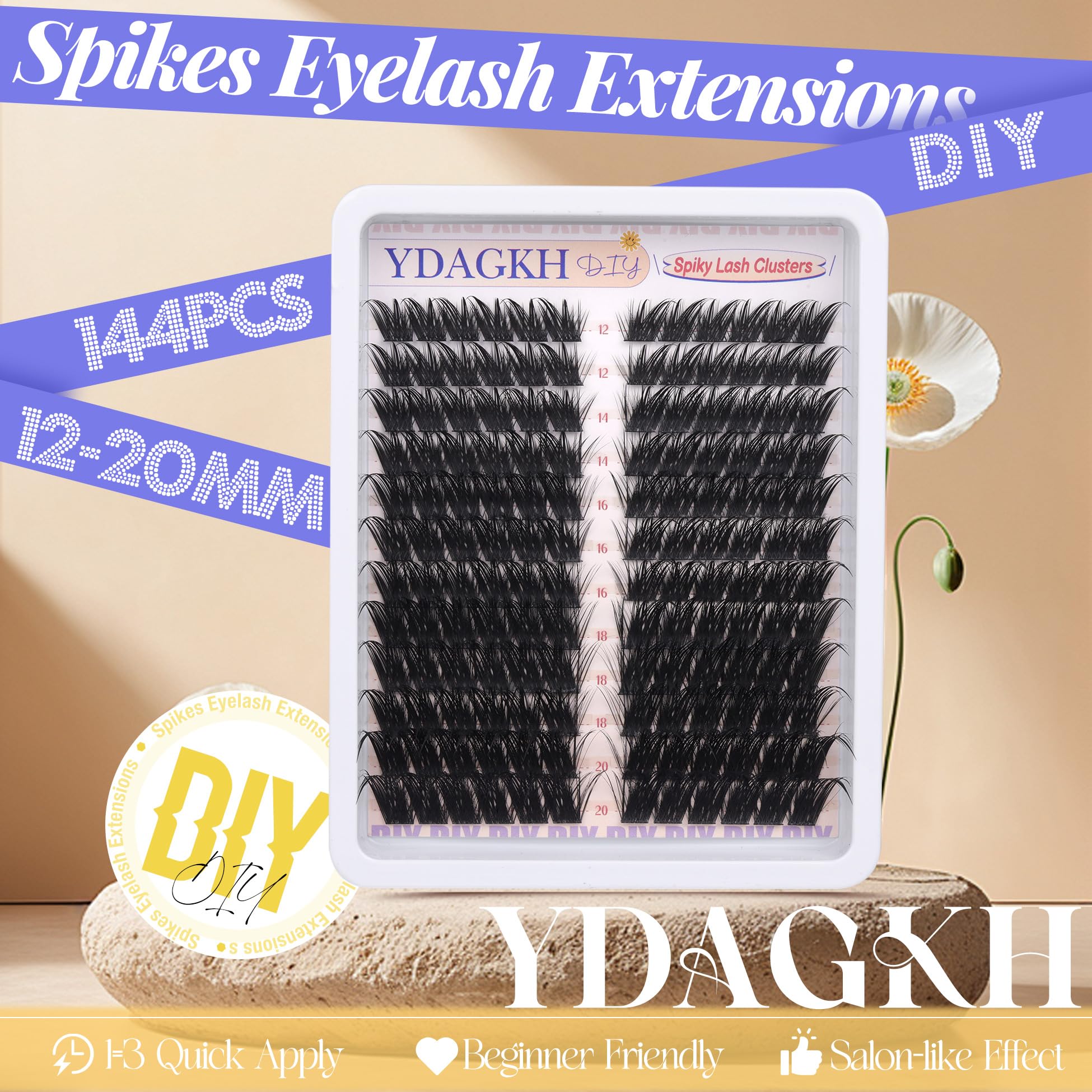 Cils YDAGKH bases délicates et pointes pour volume léger.