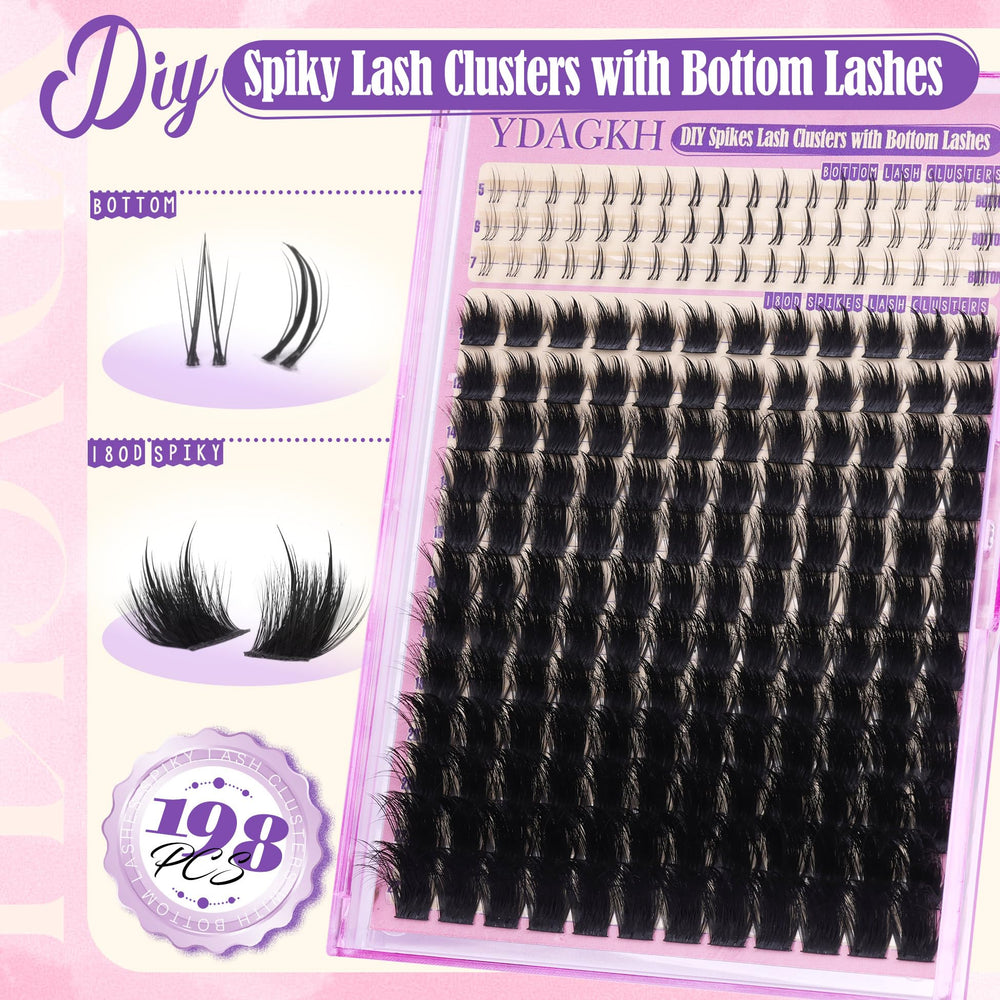YDAGKH Clusters cils 180D: combinaison D-Curly et bas pour un look équilibré.
