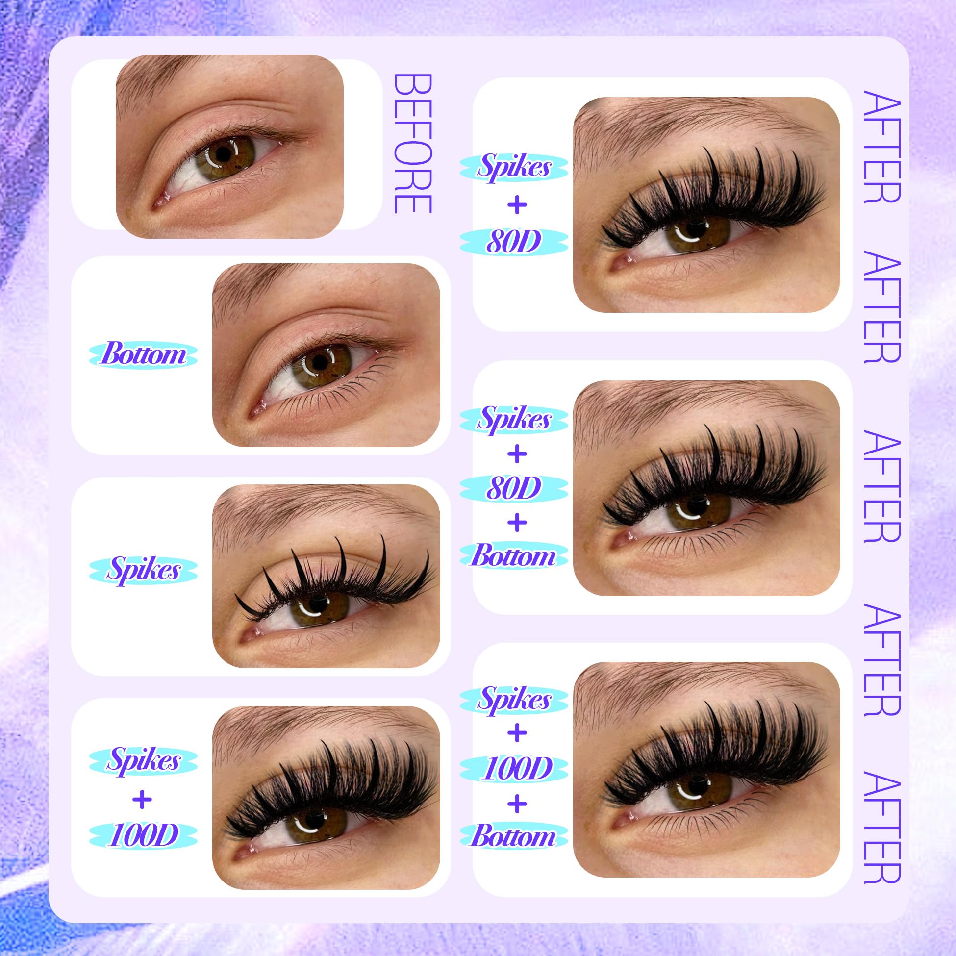 YDAGKH extensions cils volume-cluster épines, flexibles 5-19 mm pour divers styles.