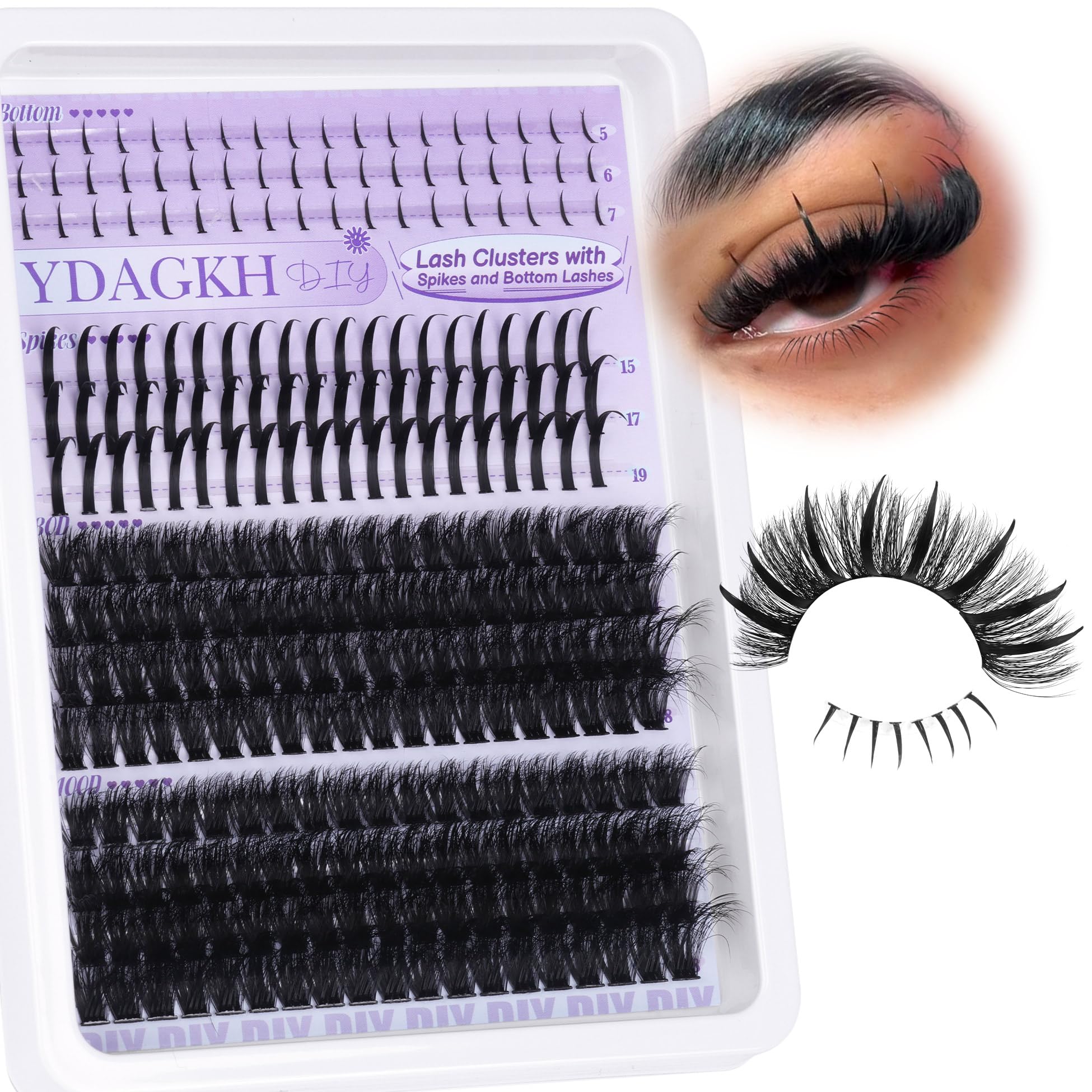 YDAGKH extensions cils volume-cluster épines s'harmonisent avec les cils naturels.