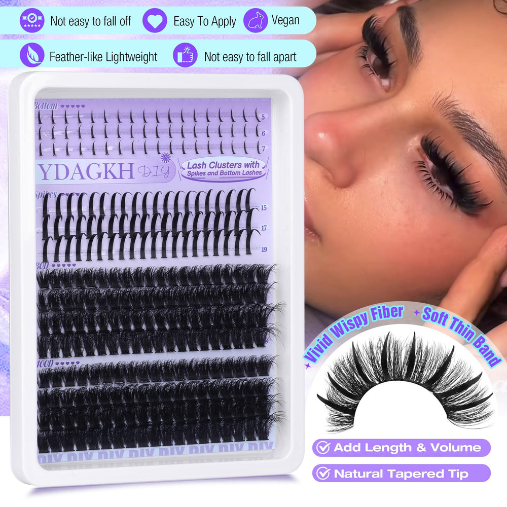 YDAGKH extensions cils volume-cluster épines, idéales pour un style jour comme nuit.
