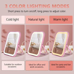 YEKKOPT miroir portable rose pour coiffeuse avec étui inclus.