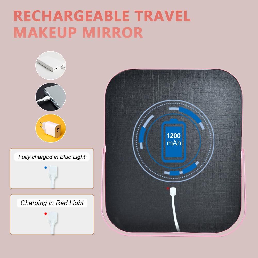 YEKKOPT miroir rechargeable avec batterie 1200 mAh, autonomie longue.