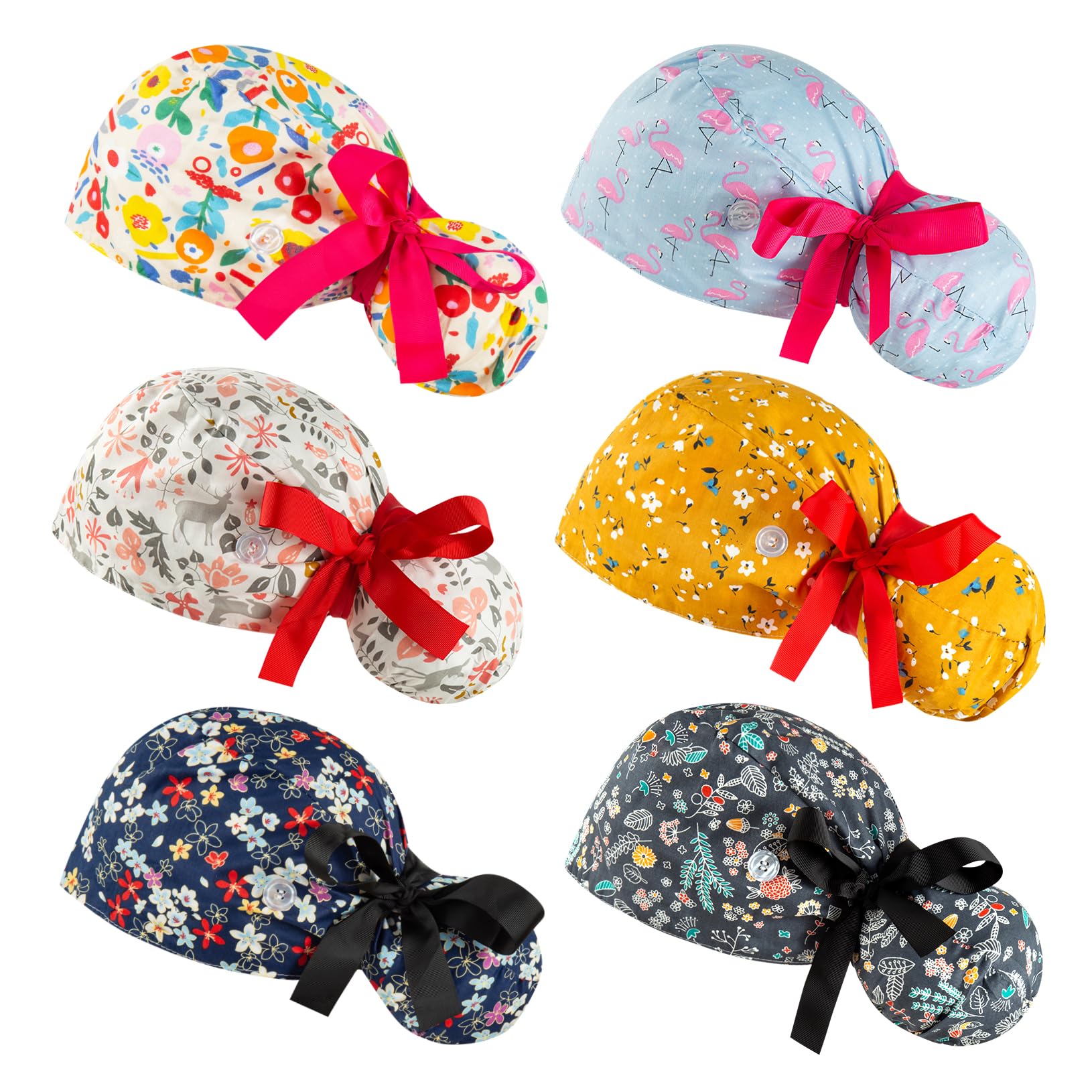 Chapeau Scrub YEAJOIN bouffant ajustable pour maintien confortable.