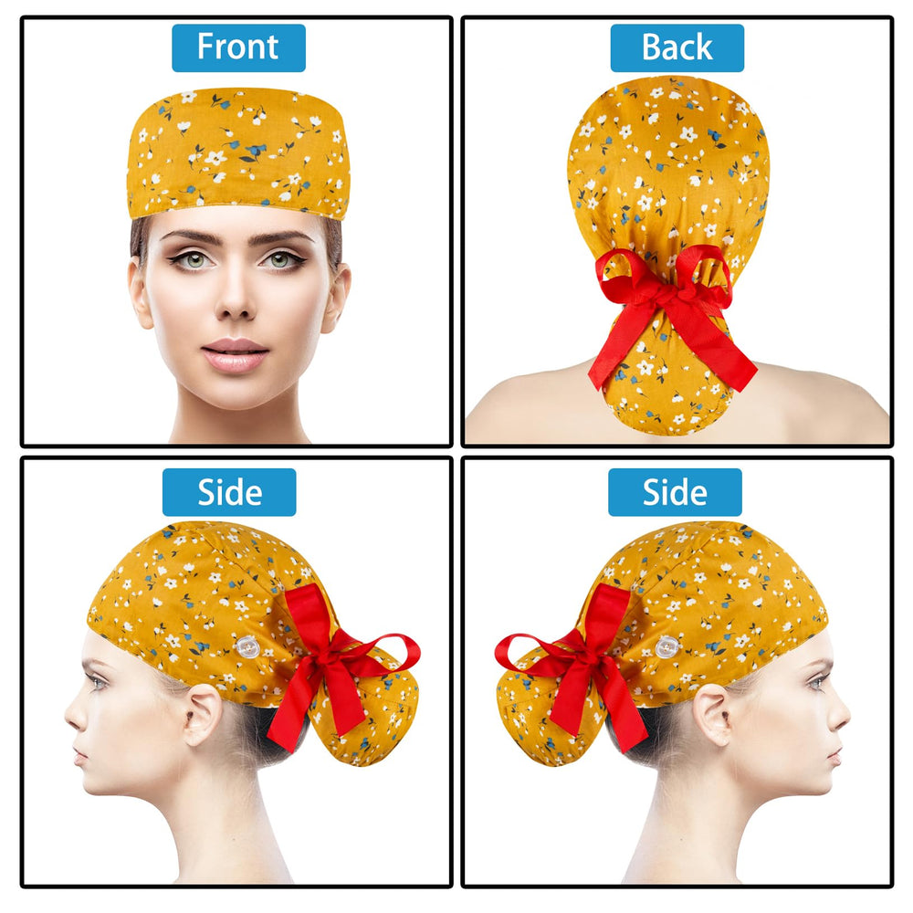 Chapeau Scrub YEAJOIN bouffant ajustable avec poche queue-de-cheveux pratique.