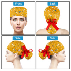 Chapeau Scrub YEAJOIN bouffant ajustable avec poche queue-de-cheveux pratique.
