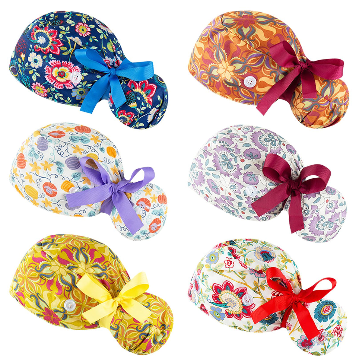 Chapeau scrub YEAJOIN Bouffant – semi-ouvert et ajustable pour différentes têtes.