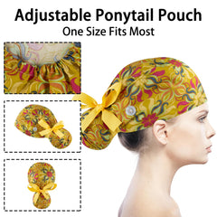 Chapeau scrub YEAJOIN – poche pour queue de cheval, look professionnel.