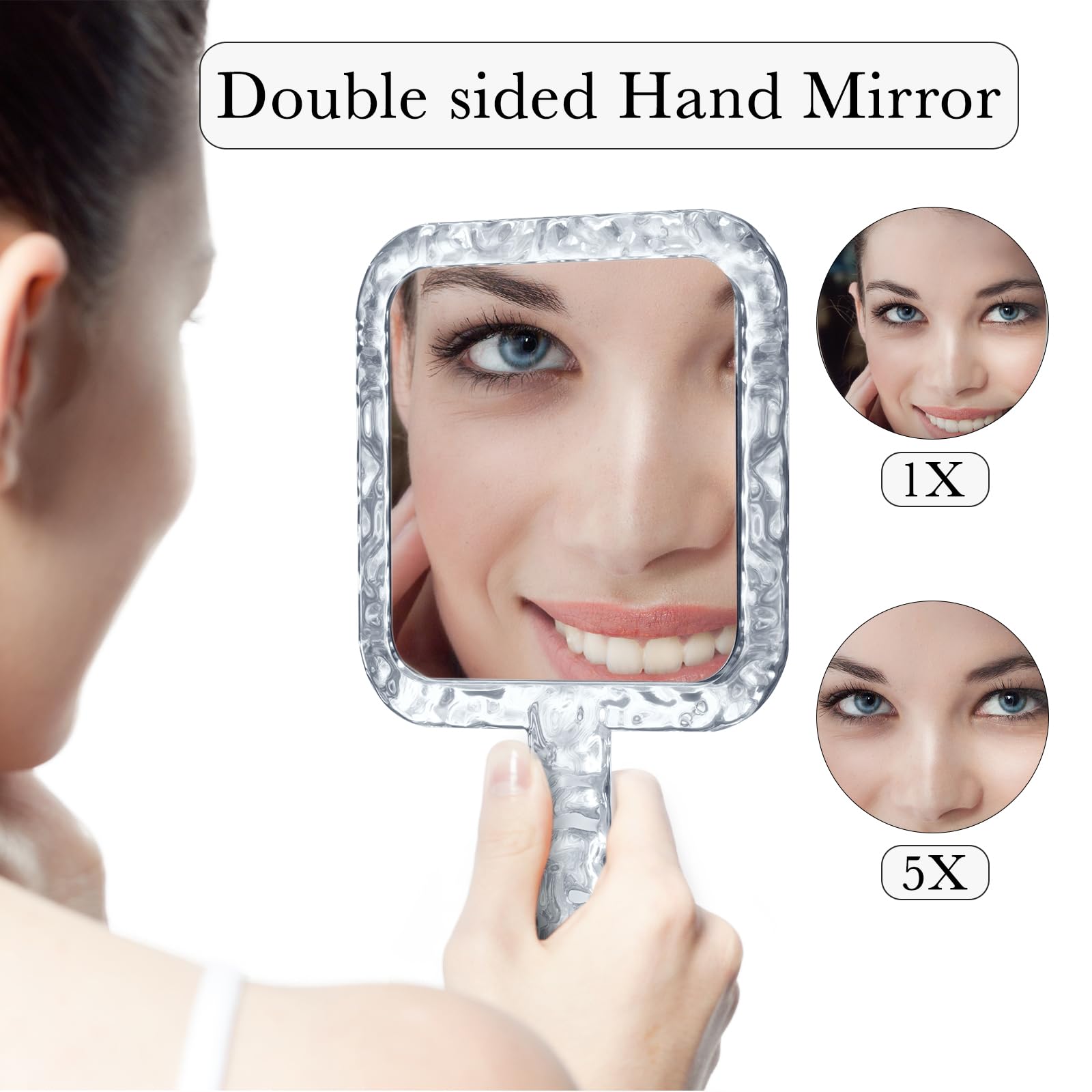 Miroir YEAKE à main avec trou pour accrocher facilement