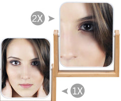 Miroir YEAKE double-face 1x/2x, magnifie les détails du teint.