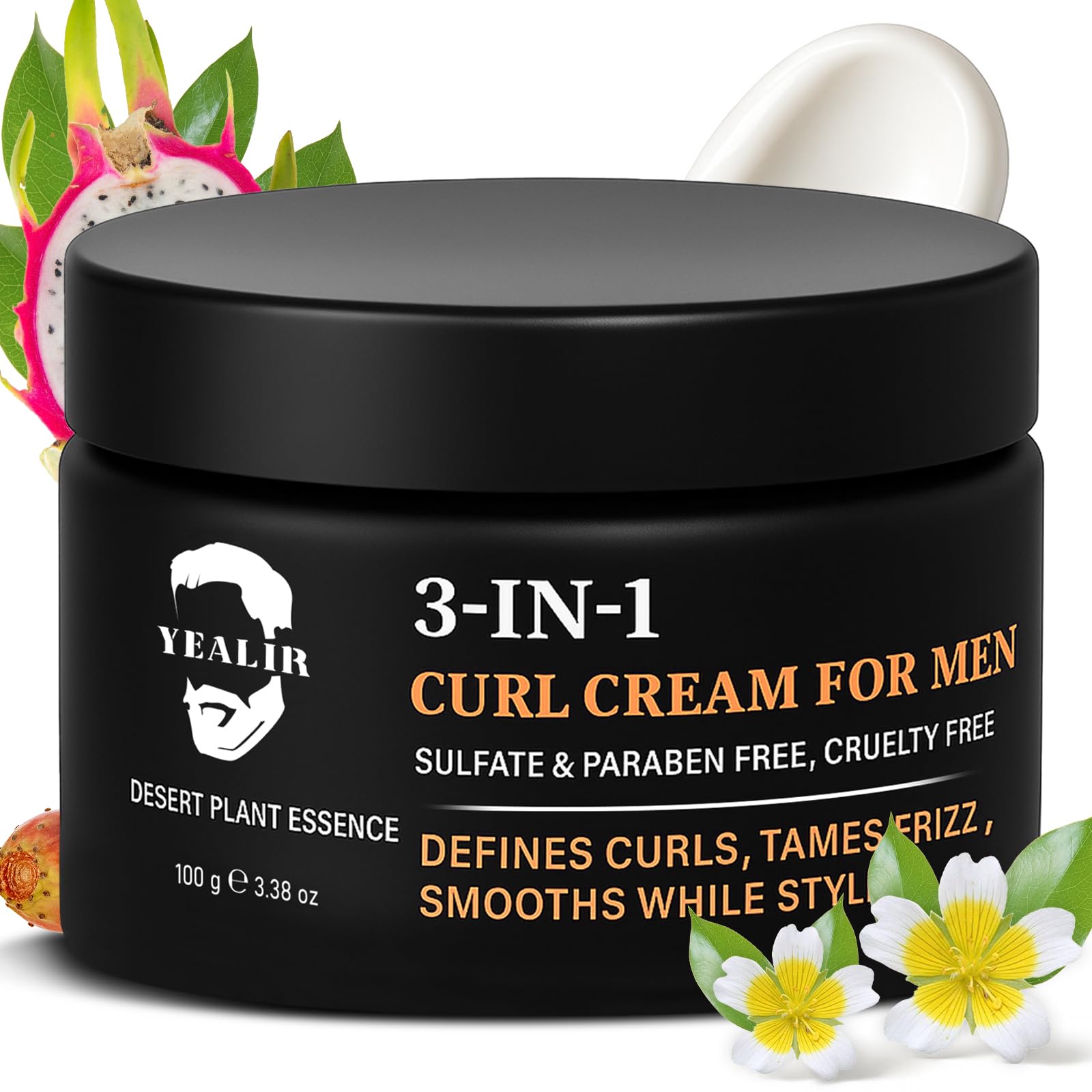 YEALIR crème 3-en-1 pour boucles, définition sans lourdeur.