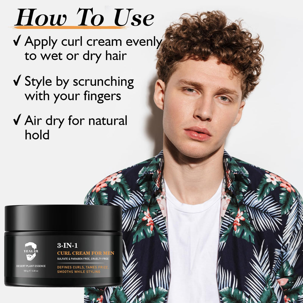 YEALIR application sur cheveux humides, définition facile et distribution uniforme.