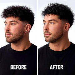 Close-up of curls defined with YEALIR Curl Cream for Men.