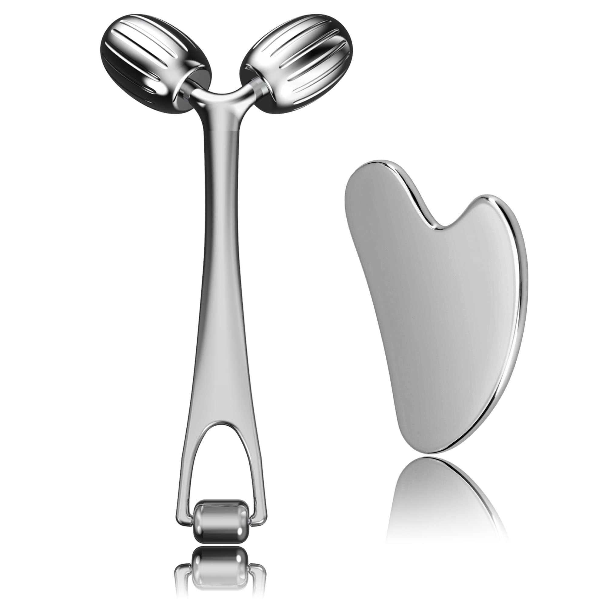Yeamon ensemble-outils-guasha-visage-et-rouleau pour un massage du visage rafraîchissant.