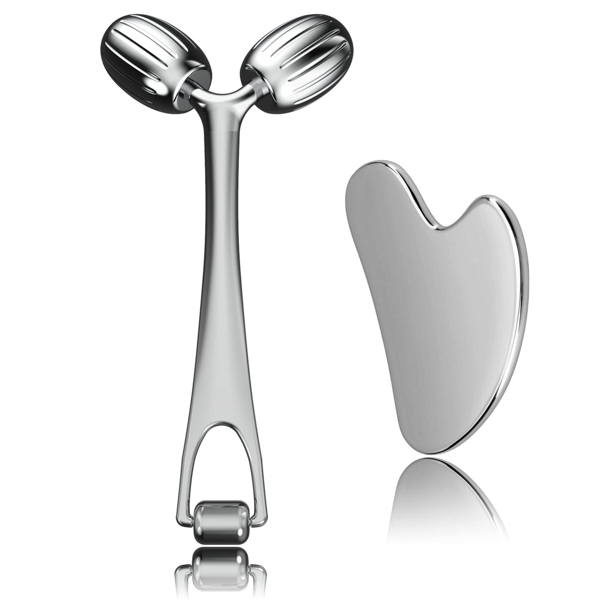 Yeamon ensemble-outils-guasha-visage-et-rouleau pour un massage du visage rafraîchissant.