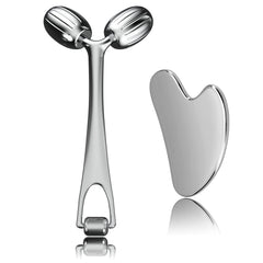 Yeamon ensemble-outils-guasha-visage-et-rouleau pour un massage du visage rafraîchissant.