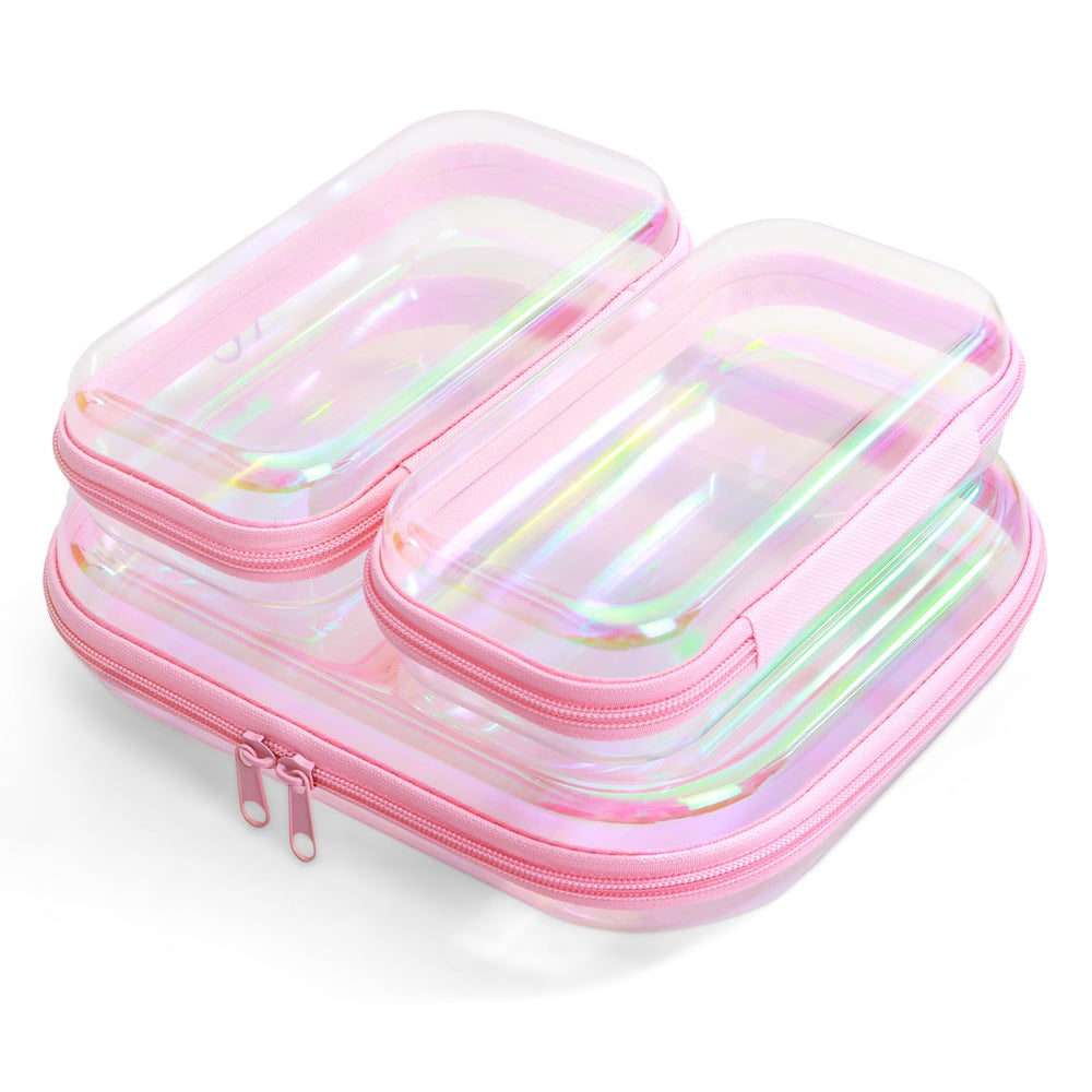 YEANIEGUOGI trousse transparente rose laser, rangement rapide et visibilité des objets.