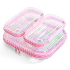 YEANIEGUOGI trousse transparente rose laser, rangement rapide et visibilité des objets.
