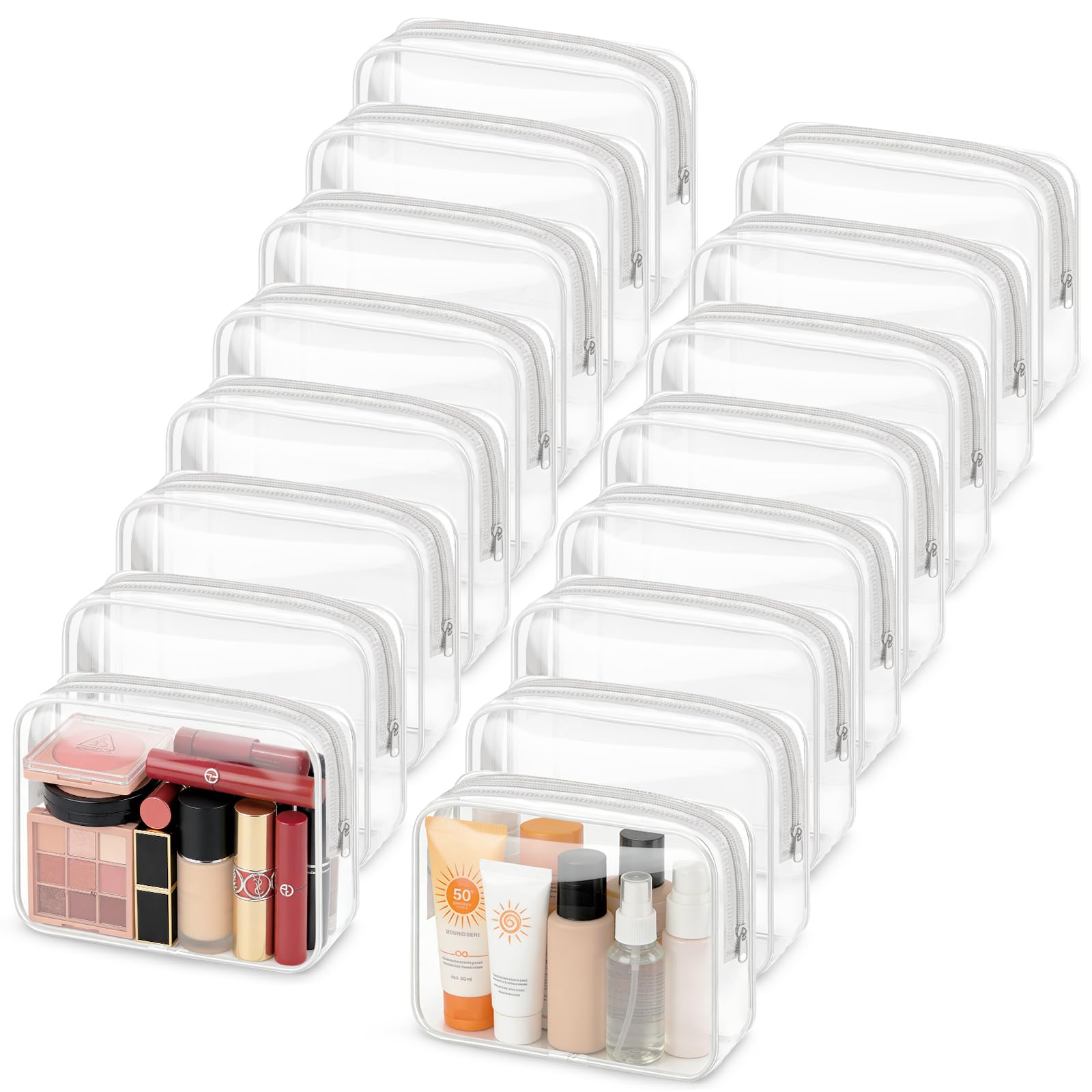 Sacs cosmétiques transparents YedsIntu pour repérer rapidement vos produits lors du voyage.