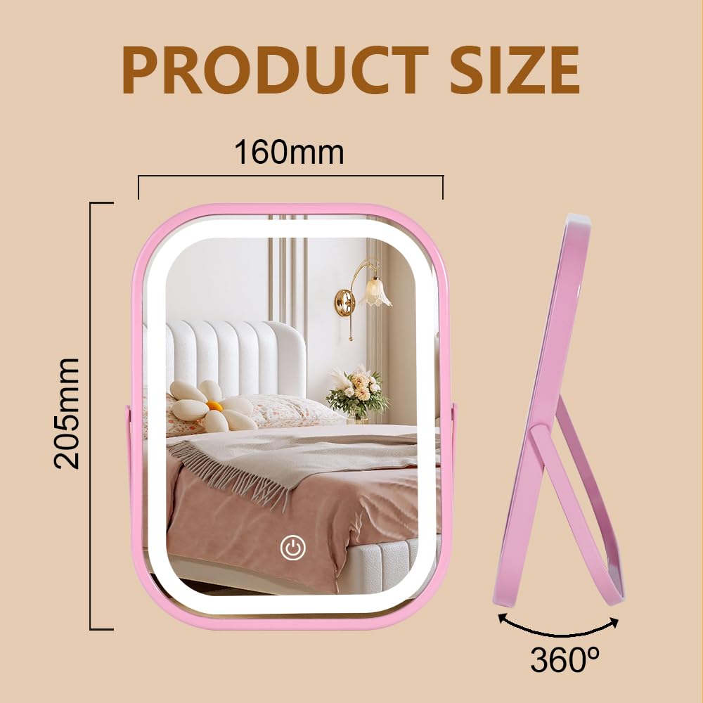 YEKKOPT Miroir de voyage rechargeable, pratique pour déplacements et retouches.