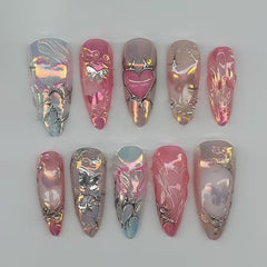Ongles YEFIUO rouges amande à poser, style élégant et raffiné.