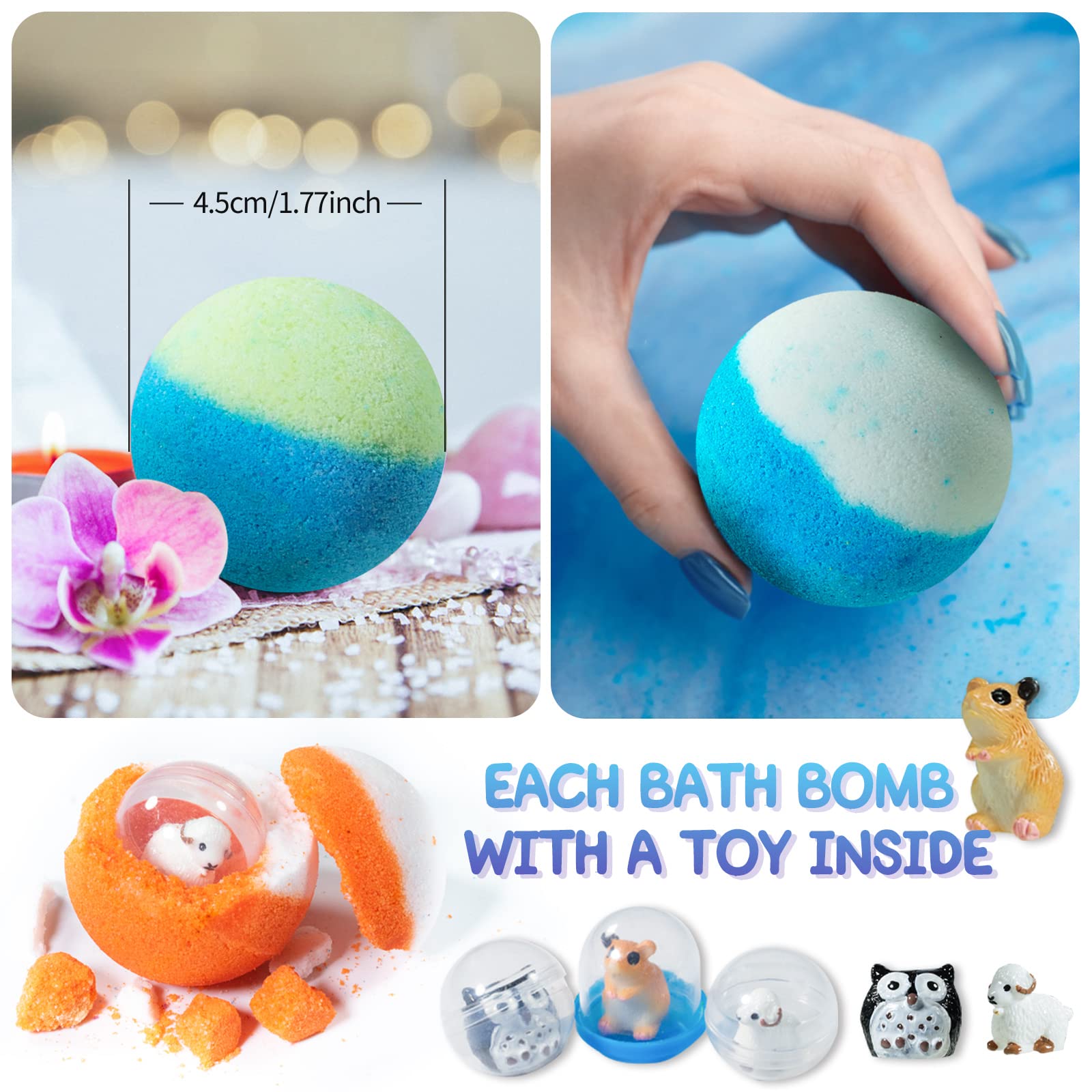 Bombes bain Yekery avec jouet intérieur pour enfant.