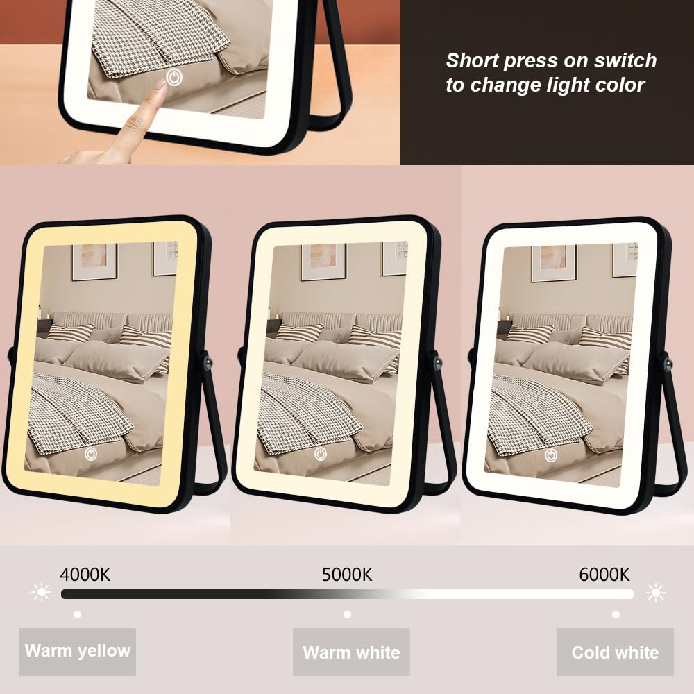 YEKKOPT Design compact miroir polyvalent pour chambre, salle de bains et bureau.