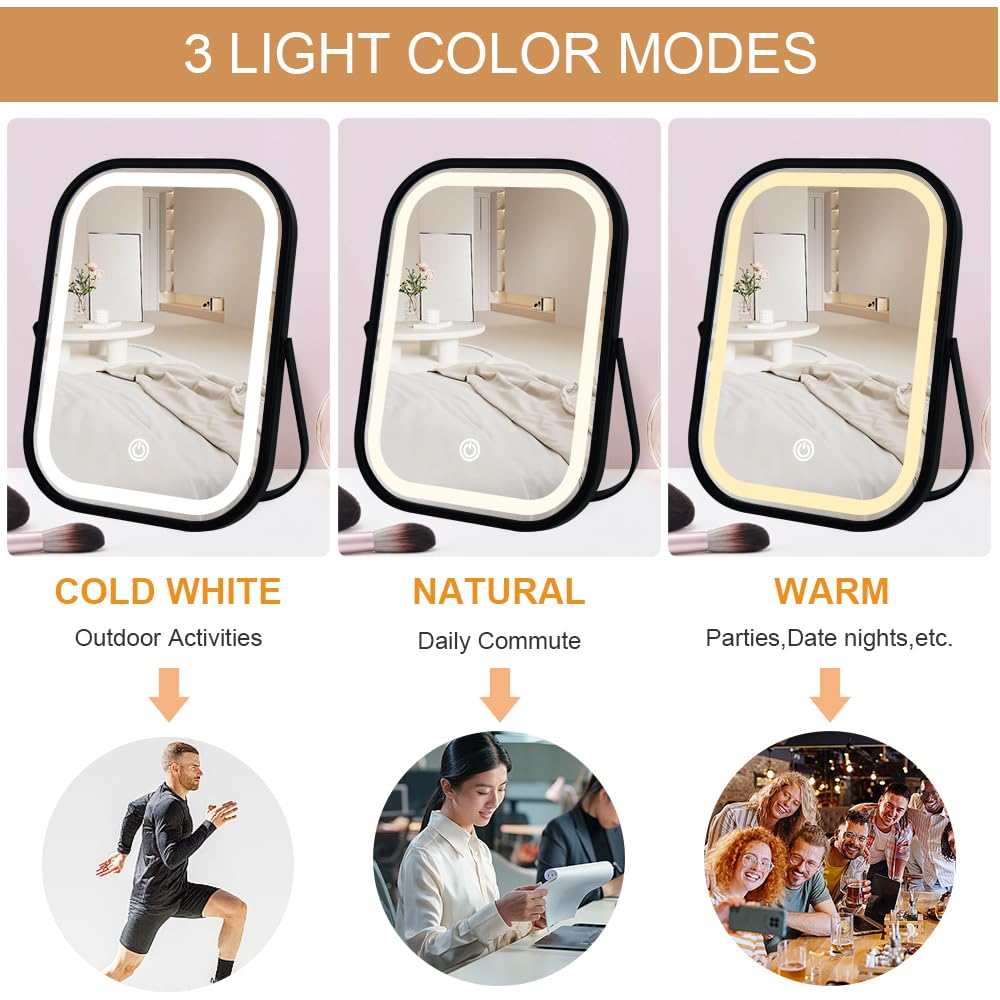 YEKKOPT Miroir avec support et rotation 360 pour angle parfait