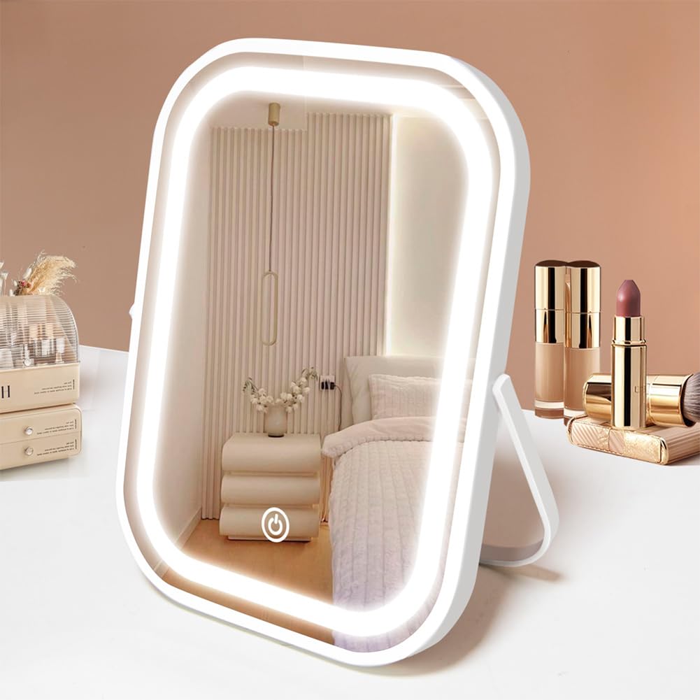 YEKKOPT miroir beauté voyage avec éclairage uniforme pour maquillage précis.