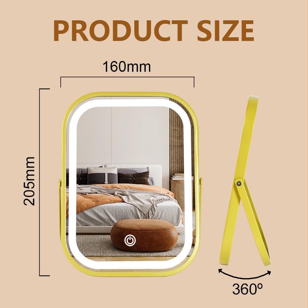 YEKKOPT miroir contrôle tactile pour régler facilement l’éclairage pendant le maquillage