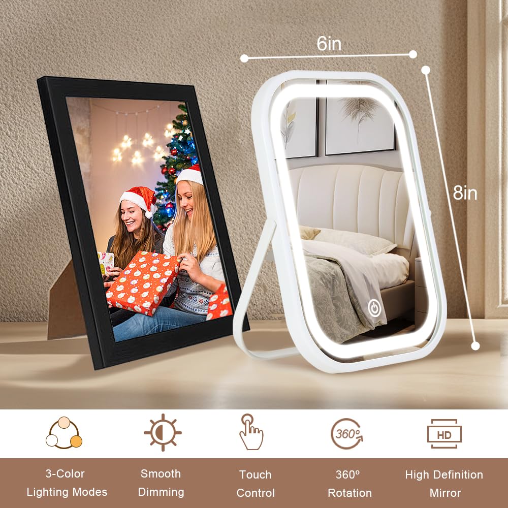 YEKKOPT miroir LED portable, lumière homogène pour retouches rapides.