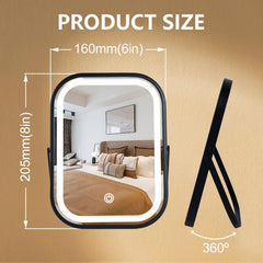 YEKKOPT Miroir Type-C rechargeable 1200mAh autonomie pratique lors de voyages